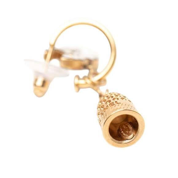 CHANEL Authentic Gold Logo Earrings